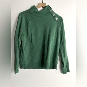 J Crew Green Sweater With Side Button Turtleneck